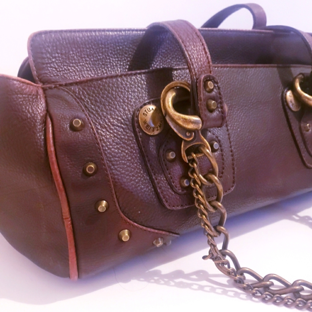 Vintage Stuart Weitzman Brown Leather Shoulder Bag